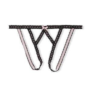 Victoria's secret crotchless black and pink cheekini panty. Medium.